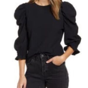 Rachel Parcell Black Puff Sleeve Blouse